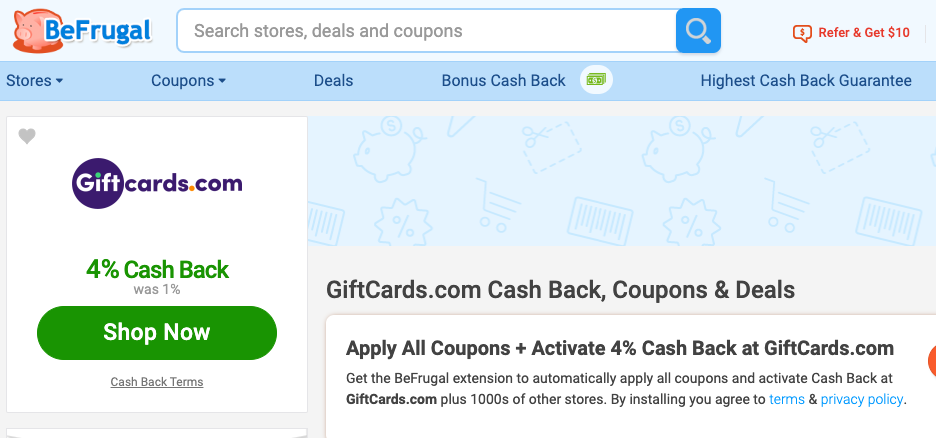 cashback for giftcards.com